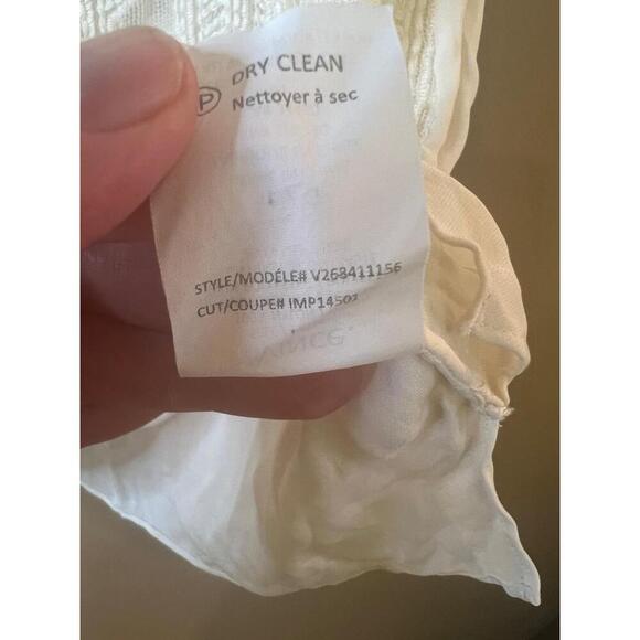 Vince Off White Crew Neck Lace Textured Raw Hem Lined Sleeveless Blouse Large - Picture 2 of 9